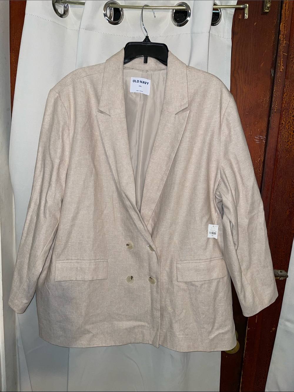 Old Navy Double-Breasted Blazer Jacket in Light Beige